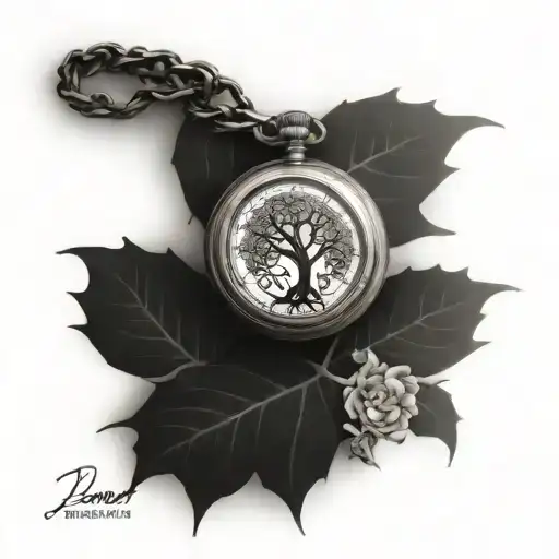 Pocket Watch Rooted In The Tree Of Life Intertwined