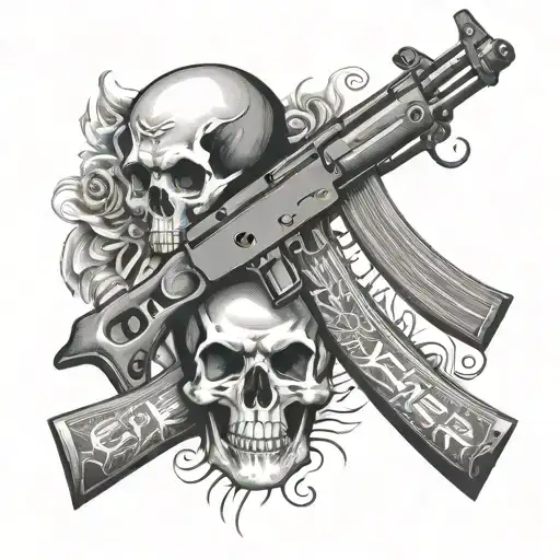 Ak-47 With A Skull And The Text Fener