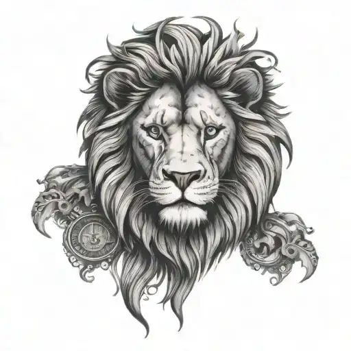 Lion Head And Justice Scales Forming The Shape Representing Life