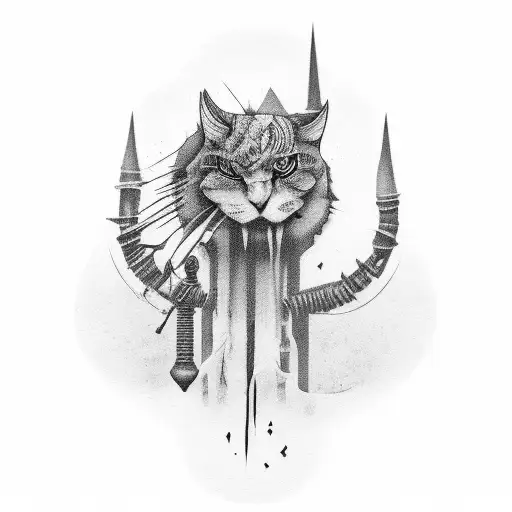 A Black And Grey Tattoo Of An Unmade Bed