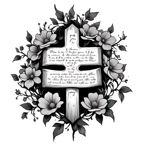 Flower Vines Wrapping Cross And Bible Verse