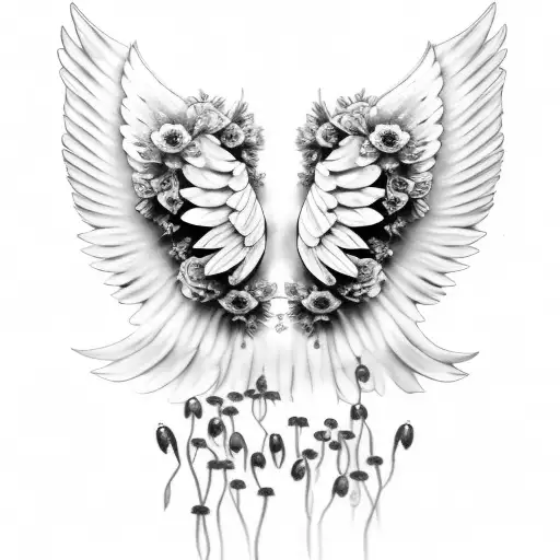 Angel Wings And Poppy Flowers