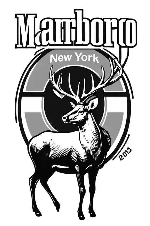 Oval Logo With A White Tail Deer And The Town Name Marlboro New York