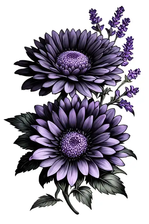 Black Chrysanthemum With Lavender And Lilac