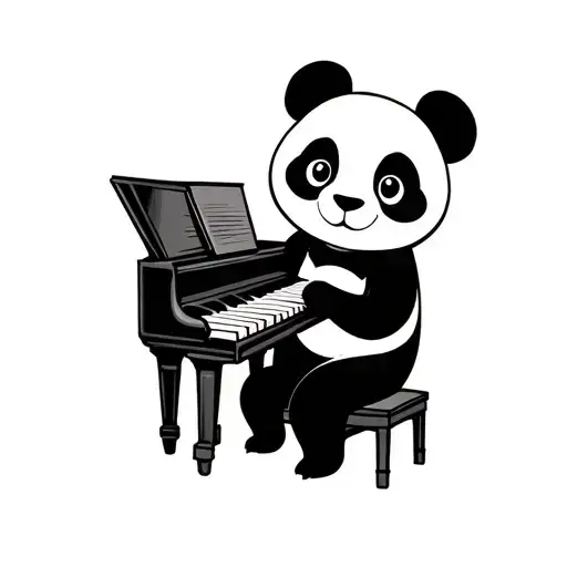 Cartoon Panda Playing Piano