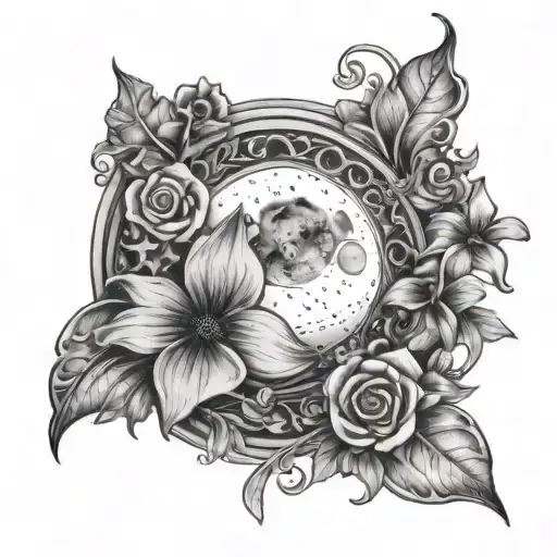 Half Moon And Flowers