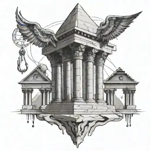 Incorporate Greek Columns And Egyptian Pyramids In A Back Piece