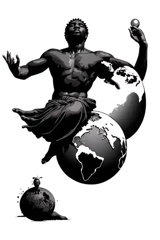 Spiritual Black Man Holding The World