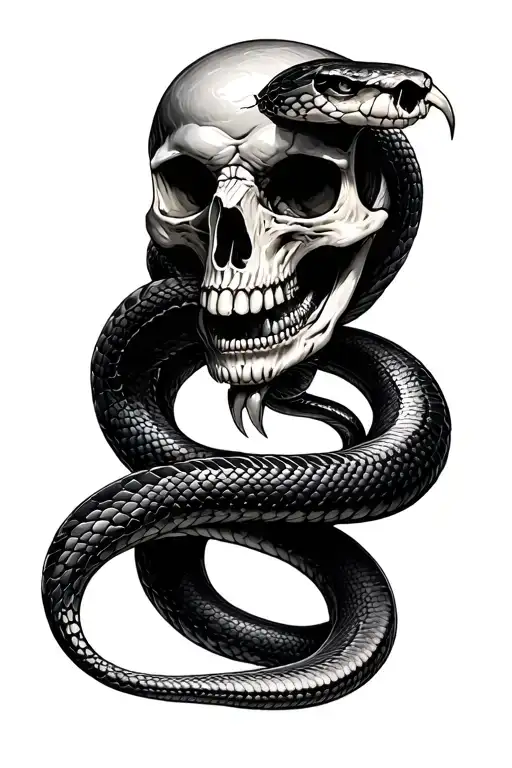Skull Eating Snake Wrapped