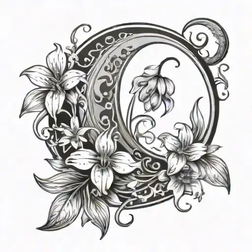 Crescent Waxing Moon & Snowdrop Flowers