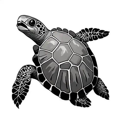 Line Drawing Sea Turtle With The Shell Lines Making A Birds Of Paradise Plant