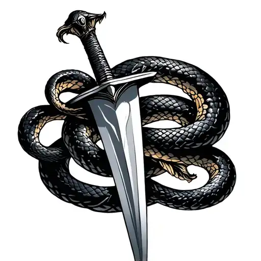 Sword With Snake Wrapped Loosely