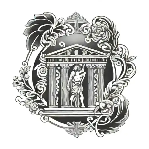 Design A Black And White Greek Style Tattoo With Greek Date For Men