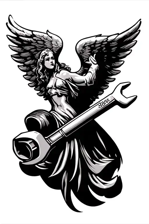 Angel Wings And Pipe Wrench