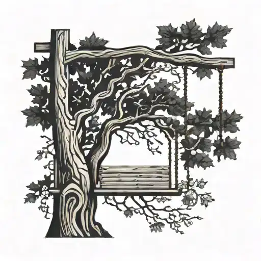 Maple Tree With Wood Plank Swing
