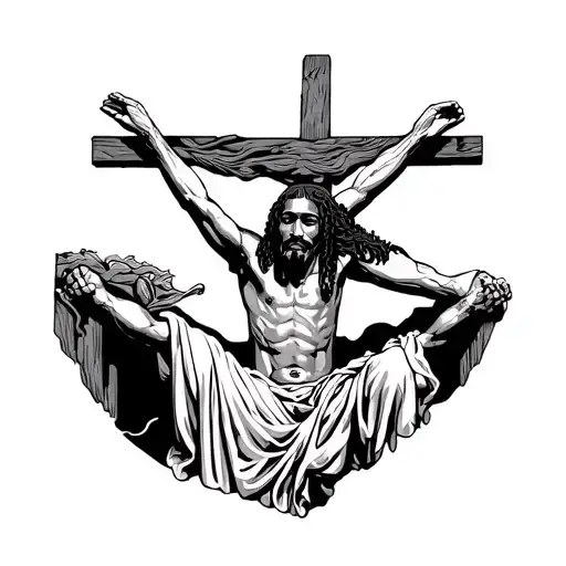 Tupac Shakur As Black Jesus Crucified Cartoon
