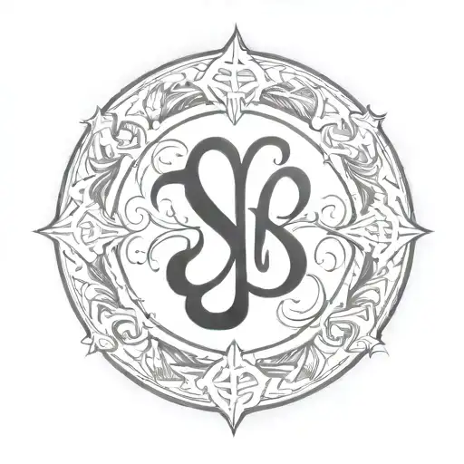 Cancer And Virgo Symbols Together With Initials Vh