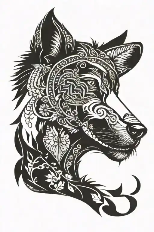 Mandala Wolf With Healing Broken Heart