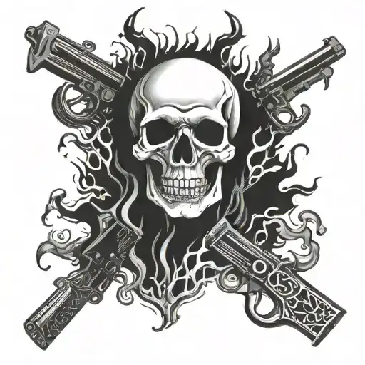 Skull And Guns And Fire
