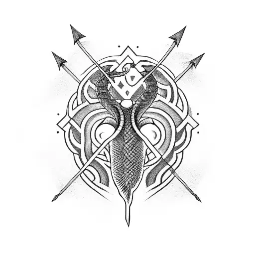 Dead Snake Cut In Three With A Row Of Three Arrows On Top Of Snake