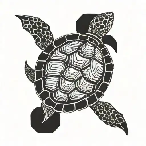 Turtle Underwater 7Cm-10cm In A Hexagon Shape