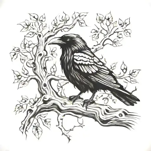Raven Tree Branch Intertwined