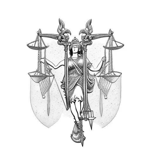 Lady Justice As Caduceus And Sword