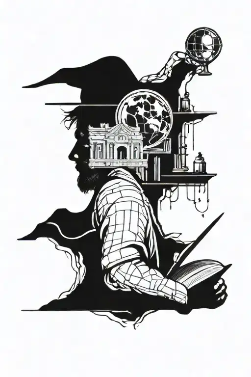 Man With World On Shoulders Reading A Book Open