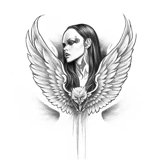 Wings Of Devil And Angel With The Letters S And K