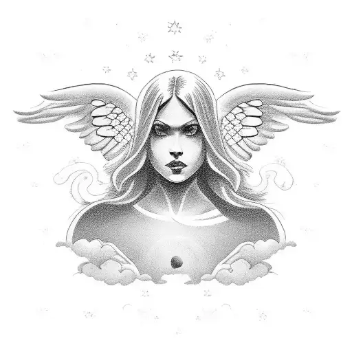 Guardian Angel With Clouds