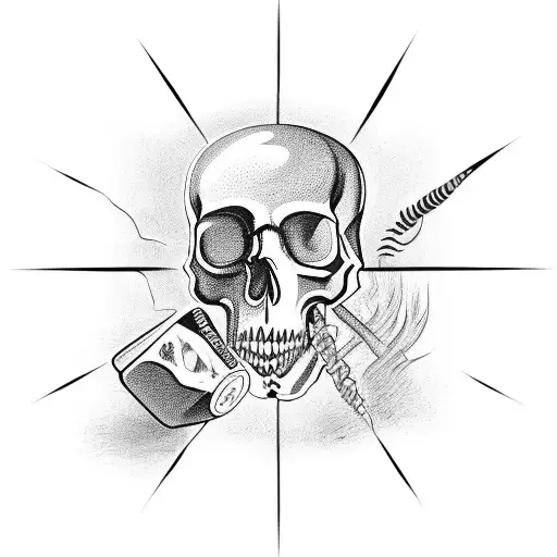 A Surrealistic Representation Of A Whisky Bottle With A Skull As The Label