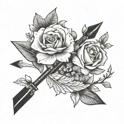 A Small Arrow Intertwined With A Delicate Floral Design