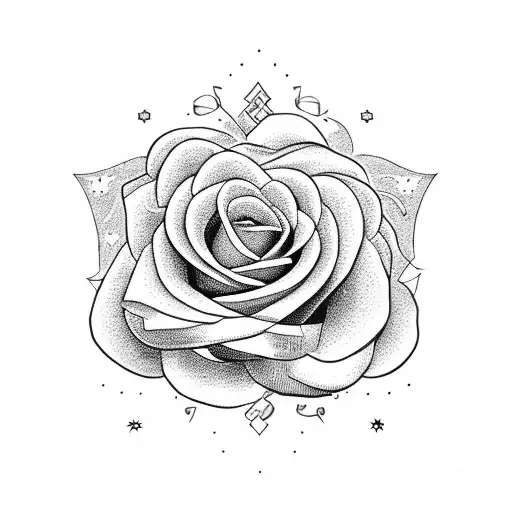 White Rose With Cancer Zodiac Stars