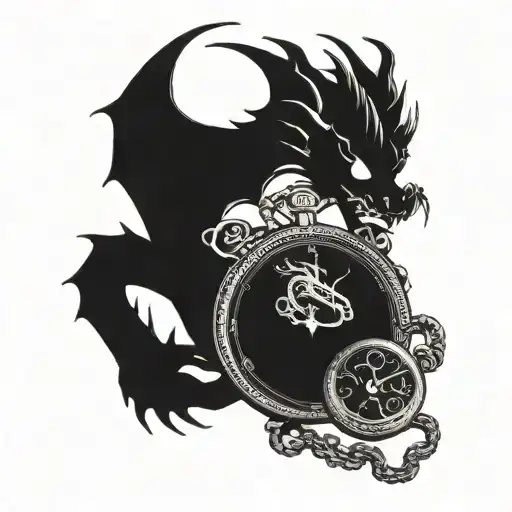 A Dragon Curled Around A Vintage Pocket Watch