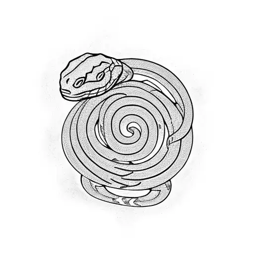 A Snake Coiled Around A Trident