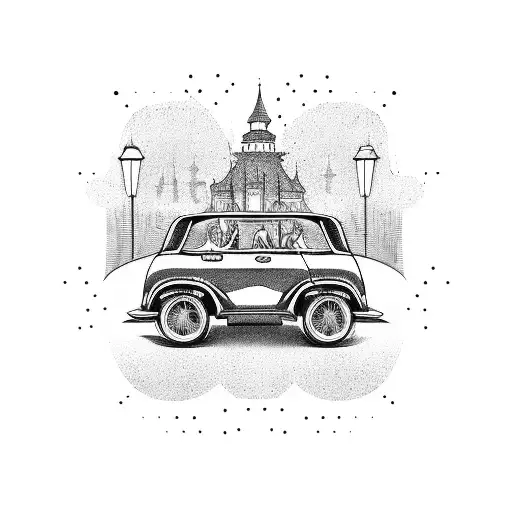 Vintage Car Driving Through The Streets Of Denmark