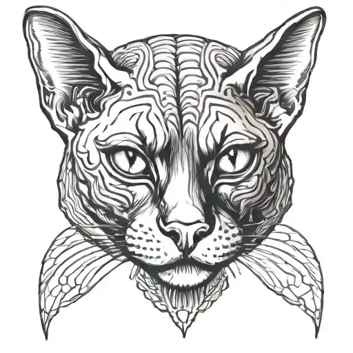 Sphinx Cat Face With Open Mouth