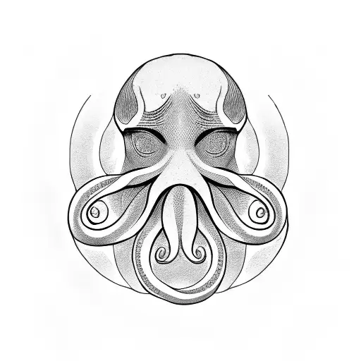 A Blackwork Tattoo Of A Stoic Philosopher's Face Morphing Into An Octopus