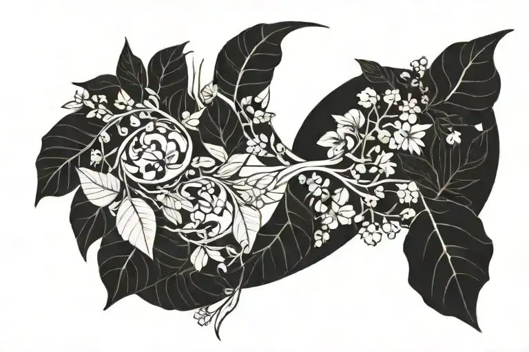 Upside Down Crescent Moon With Plants