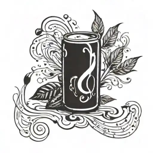 A Coffee Bean Morphing Into A Whiskey Bottle With Musical Notes Swirling Around It