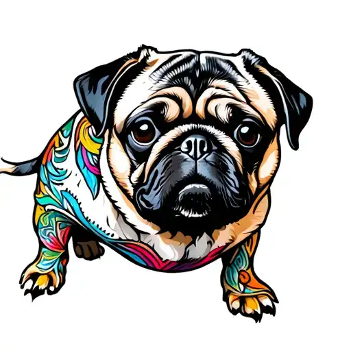 Pug Dog With Bright Colors And