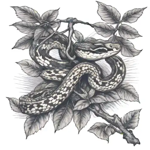 Malabar Pit Viper Snake On A Branch Of A Coffee Plant