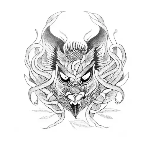 A Tattoo Of A Latvian Folklore Creature Intertwined With Nature Elements