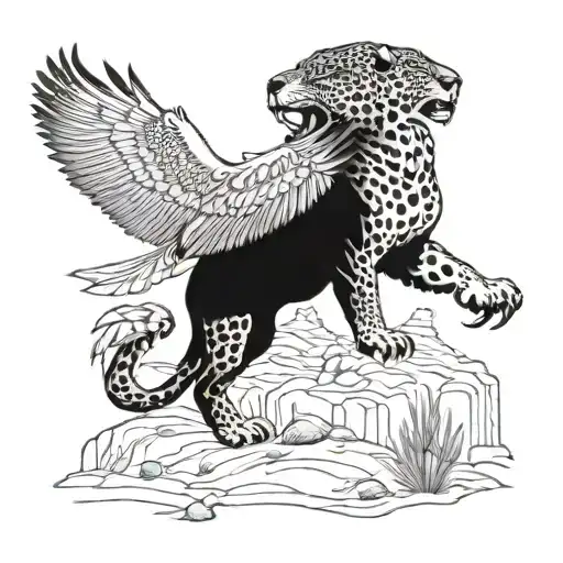 A Jaguar And An Eagle Engaged In A Fierce Battle In The Desert