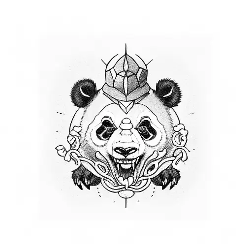 An Evil Panda Showing Teeth