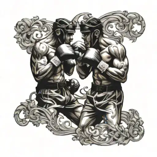 A Pair Of Gemini Twins Boxing Each Other In A Dynamic And Detailed Manner