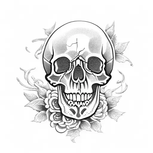 Skull Surrounded By A Wreath Of Spooky Flowers