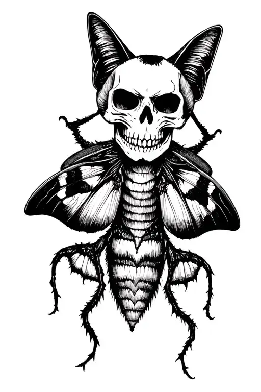 Horror Moth With A Cat Skull Wearing