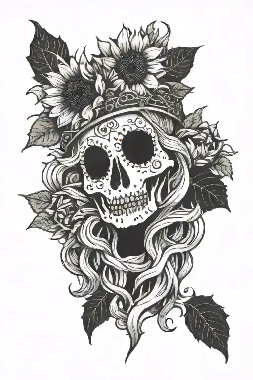 A Spooky Ghost Wearing A Sunflower Crown