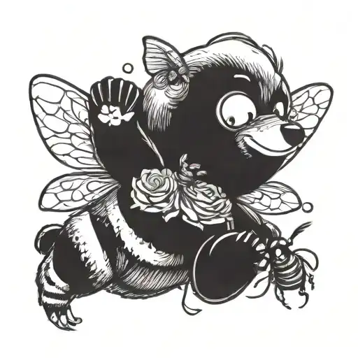 Teddy Bear Getting Stung By Bee Flying